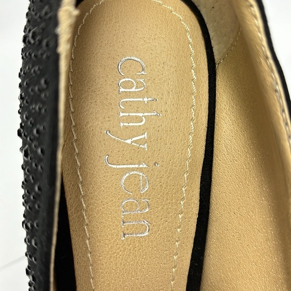 CATHY JEAN women's high heel shoe in black with stones in its design size 7.5 - Picture 3 of 6